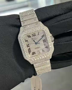 Reloj de Pulsera de Lujo Original Personalizado de Alta Calidad con Diamantes Moissanite y Esfera de Oro Blanco con Corte Redondo - Product Image 3