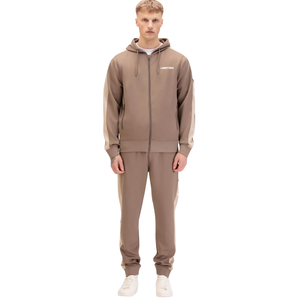 Ensemble de survêtement en molleton à fermeture éclair intégrale pour homme, pantalon à poignets élastiqués, coupe confortable, style streetwear minimaliste, tenue de sport personnalisée OEM - Product Image 2