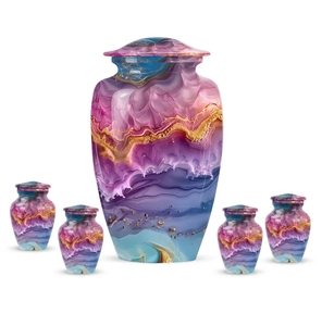 Abstract Aluminum Urn Customizable Cremation Keepsake <b>Vase</b> 220 Cubic Inch <b>Memorial</b> Burial Decoration - Product Image 5