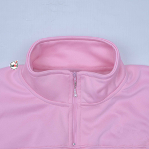 เสื้อฮู้ดซิปสีชมพูอ่อนสำหรับผู้หญิง ผ้าฝ้ายผสมโพลีเอสเตอร์ สวมใส่สบายๆ สำหรับฤดูใบไม้ร่วง ทรงปกติ สีพื้น ผ้าถัก รับผลิตแบบ OEM - Product Image 3