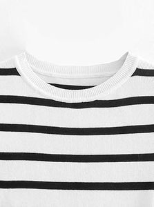 Crew Neck Short Sleeve Fashionable Striped Cropped <b>Top</b> -Shirt For Women Party Wear Sexy Fitness Crop Tank <b>Top</b> Girls T-Shirts - Product Image 5