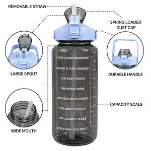 Premium Plastic Water Bottle with Lid, Reusable <b>Empty</b> Mineral Bottle for Daily Use 2000ml - Product Image 4