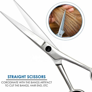 Salon professionnel barbier ciseaux de coupe de cheveux poignée en céramique en acier inoxydable pointe émoussée pointue droitier beauté coiffure - Product Image 2