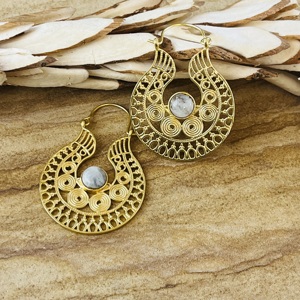Mast Moving Pendientes de Aro Boho Mandala, Joyería Tribal de Latón para Mujer, Chapados en Oro de 18k, con Filigrana y Piedra Lunar, Venta al por Mayor/OEM/ODM - Product Image 4