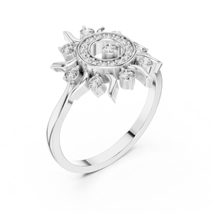 Flower Shape Minimalist 10k 14k 18k Solid Yellow Gold Ring With Round Cut Lab Grown Diamonds Classic Wedding Band Gift for Her - Product Image 5