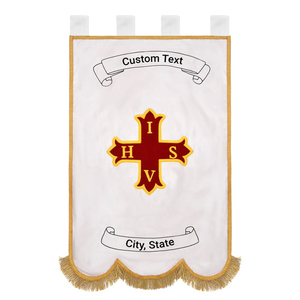 Bandera del Conclave del Monte de la Santa Cruz, Cruz Roja de Constantino con flecos dorados - Product Image 4