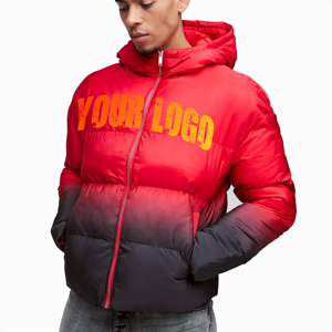 Chaqueta Acolchada con Capucha para Hombre, Diseño Color Block, Revestimiento de PU, Impermeable, Informal, Larga, Holgada, con Cierre de Cremallera y Relleno de Poliéster - Product Image 1