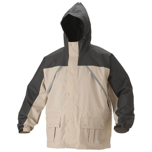 Conjunto de Ropa Impermeable y Cortavientos para Hombre, Color Beige, Transpirable, de Nailon, con Capucha y Detalles Negros, Ropa de Trabajo de Alta Visibilidad - Product Image 4