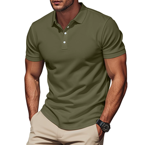 Polo de Manga Corta para Hombre, Estilo Formal, Cuello Camisero, Color en Contraste, Talla Grande, Antiarrugas, Tejido de Sarga, Bordado - Product Image 6