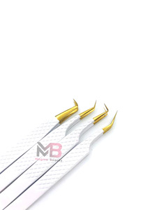 Pinzas de Acero Inoxidable Personalizadas de Alta Calidad, Pinzas Redondas para Pestañas, Pinzas Inclinadas para Cejas con Agarre Suave - Product Image 6