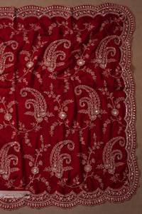 Indian Pakistani Ethnic Glooming Vichitra Fabric With Thread Sequence Work <b>Red</b> <b>Saree</b> Elegant Festive Wear Bridal Wedding Outfit - Product Image 6