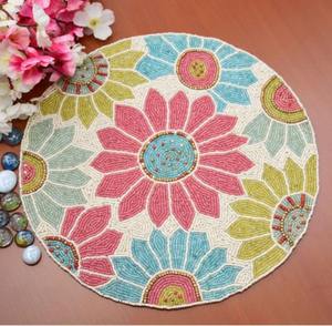 Bohemian Handmade Kitchen Table Decor Table Coasters Mats <b>Set</b> Beaded Round <b>Placemats</b> Office - Product Image 5