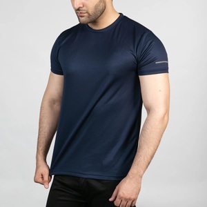 Camiseta de Manga Corta para Hombre, Cuello Redondo, Color Azul Marino, Corte Regular, Transpirable, de Secado Rápido, Estilo Deportivo, 100% Algodón, Color Sólido - Product Image 3