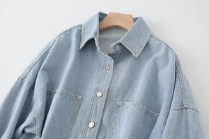 Camisa de Mezclilla Casual para Mujer, Blusa de Manga Larga con Botones, Ligera, Transpirable, de Secado Rápido, Estilo Urbano Moderno para Verano, Talla Grande - Product Image 6