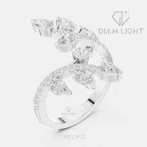 Bague de fiançailles et de mariage pour femme, cadeau de bijoux, certifiée IGI, ensemble de bagues en diamant de laboratoire taille poire 1,80 carat, or blanc 14 carats - Product Image 2