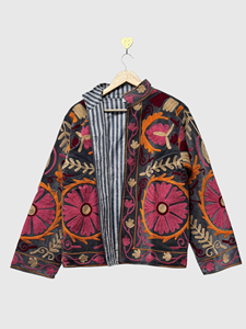 Veste en velours brodée de fleurs, col mandarin, manches longues, style Prairie Chic, vêtements d'automne pour femmes, grande taille - Product Image 2