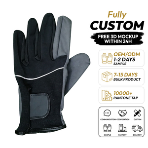 Gants d'extérieur personnalisés en cuir Cabretta, anti-humidité, respirants, extensibles, légers, antidérapants, fermeture à tirette, unisexe, noir et gris - Product Image 1