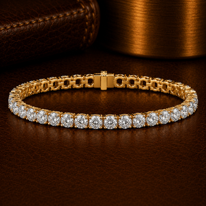 Solitaire Tennis <b>Bracelet</b> Round Cut Lab Grown Diamond 10K 14K <b>Solid</b> Gold DEF VVS Luxury <b>Bracelet</b> Fine Jewelry Wholesale Supplier - Product Image 1