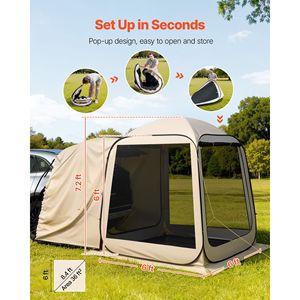 Tenda Schermo Portatile 6x6 piedi per 4-6 Persone, Gazebo Pop-Up per Portellone SUV con Lati in Rete, Materiale Oxford, Borsa per il Trasporto Inclusa - Product Image 2