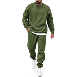 Ensemble de survêtement unisexe classique 2 pièces, sweat-shirt à col rond et pantalon de jogging, tenue de sport décontractée confortable - Product Image 1