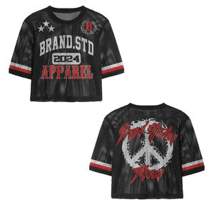 Maillot de football/soccer en maille surdimensionné personnalisé pour homme, style streetwear américain, coupe carrée, impression sérigraphique 2025 - Product Image 3