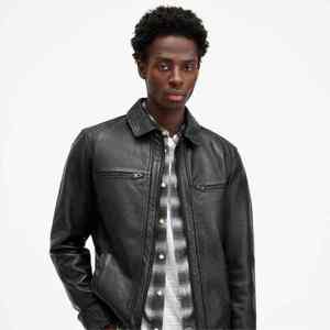 Premium <b>Genuine</b> <b>Leather</b> <b>Jacket</b> <b>Men</b> Casual Slim Fit Motorbike Biker Coat Winter Streetwear Wholesale Custom Logo - Product Image 2