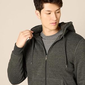 Sweat-shirt à capuche en coton gris foncé pour homme, couleur unie, fermeture éclair, coupe classique, pour l'automne - Product Image 1