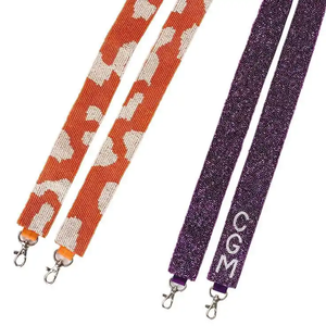 Trendy Fabric <b>Strap</b> With Raised CGM Text Orange White Purple Pattern Fashionable Handle Accessory - Product Image 1
