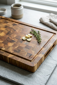 Wood Rectangle Chopping <b>Block</b> With Handle 40x30cm Cutting Board For Kitchen Use - Product Image 6