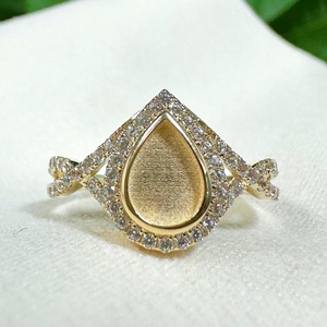 Handmade 18K Gold Plated 925 Sterling Silver 8x10mm Pear Bezel <b>Ring</b> <b>Blank</b> Breastmilk Resin DIY Keepsake Jewelry Finding - Product Image 1