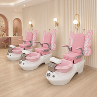 Fauteuil de pédicure pour enfants style direct usine, chaise de pédicure commerciale pour salon de beauté avec bassin, lumière LED et jet de massage