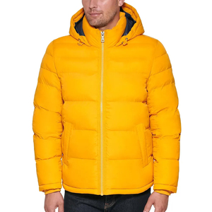 Men's Hooded Polyester Puffer Jacket 100% Nylon Insulated <b>Waterproof</b> Windproof <b>Warm</b> Outerwear Front Custom Bulk Collection - Product Image 1