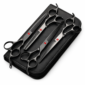 Ciseaux de toilettage pour animaux de compagnie en acier inoxydable japonais de 7 pouces, ciseaux professionnels pour couper et affiner les poils de chien, ensemble d'outils de toilettage - Product Image 5