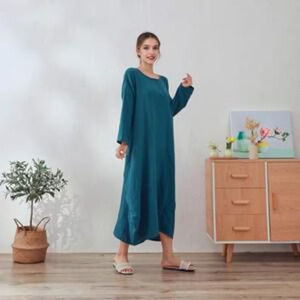 Robe en lin biologique pour femmes, coupe ajustée, manches longues, vêtements en lin sur mesure, taille plus, tenue d'été - Product Image 3