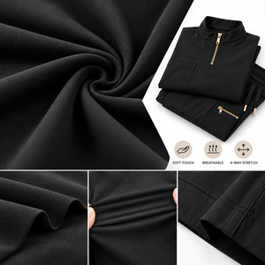 Conjunto de Uniforme Médico para Mujer, 2 Piezas, Blusa de Cuello Alto con Cierre de Cremallera, Pantalones de Pierna Ancha, Uniforme de Enfermería, Ropa de Trabajo - Product Image 5