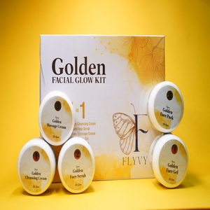 Kit Facial Golden Glow 5 en 1, Set Facial Aclarante, Limpiador, Exfoliante, Crema Facial, Sérum, Cosmético de Belleza que Realza la Luminosidad - Product Image 1