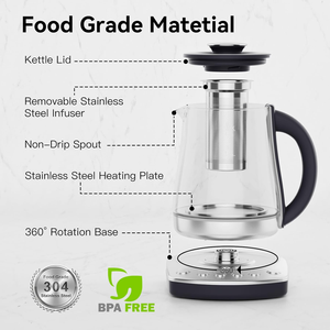 1.5L Glass Tea <b>Kettle</b> Electric Infuser Water Pot <b>Temperature</b> <b>Control</b> Tea Brewing for Home Hotel - Product Image 2