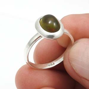 Natural Oval Cut Black <b>Opal</b> Gemstone <b>Ring</b> Crafted From 925 Sterling Silver Trendy Bohemian Style Jewelry At Lowest Price - Product Image 4