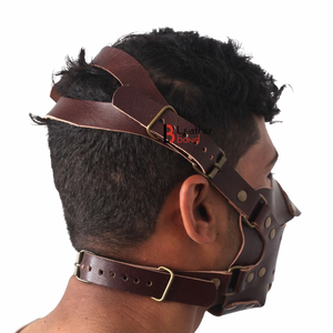 Genuine Cowhide <b>Leather</b> Bat Style Mask with <b>Riveted</b> Details for Fetish Play - Product Image 5