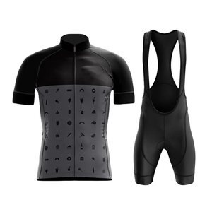 Conjunto de Jersey de Ciclismo para Bicicleta de Montaña, Amarillo y Rojo con Patrón Geométrico, Culotte Negro con Tirantes, Unisex, Secado Rápido, Transpirable, Poliéster/Algodón - Product Image 6