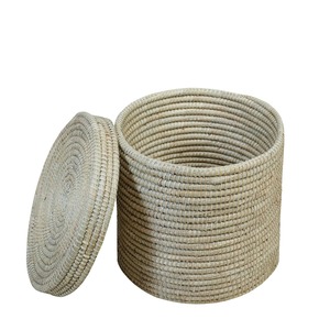 Seagrass Woven Storage <b>Basket</b> <b>with</b> <b>lid</b> Handmade Storage <b>Basket</b> Wholesale eco-friendly Made Viet Nam - Product Image 1