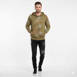 European American Cross-border Autumn Gothic 3D <b>Star</b> Rhinestone Full Sleeve Hooded Zipper <b>Design</b> High Street Trendy Loose Fit - Product Image 1