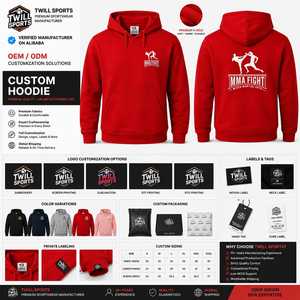 MMA Fight <b>Men's</b> <b>Red</b> Hooded <b>Sweatshirt</b> 100% Cotton Fleece Regular Fit Casual Front Logo Pocket Design Anti-Wrinkle Winter - Product Image 2