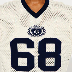 Jersey Sepak Bola Amerika Wanita Model Y2K Ukuran Besar, Kerah V, Bahan Bernapas, Atasan Streetwear, Cetak Nomor, Lengan Pendek, Grosir OEM AS - Product Image 3