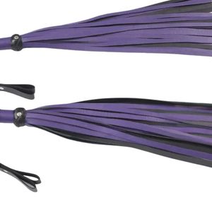 <b>Leather</b> <b>Flogger</b> Purple Black Straps With Chain Handle - Product Image 6