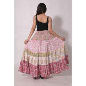 Jupe longue maxi plissée en coton indien imprimé floral, taille naturelle, style bohème, lavable, faite à la main pour femme, idéale pour l'été - Product Image 6