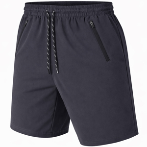 Pantalones Cortos para Hombre, Color Gris Claro, Estilo Bermuda, Secado Rápido, Cintura con Cordón, Casuales, Tejido de Poliéster, Bolsillos con Cremallera, ODM - Product Image 2