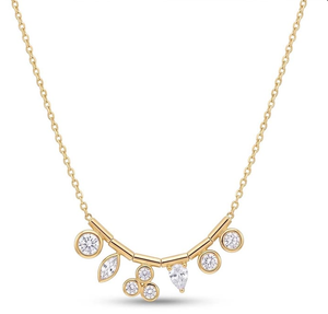 Collar de Diamantes Color Oro con Colgante de Gota, Cadena con Piedras Marquise, Ovaladas y Redondas, Joyería para Mujer - Product Image 1