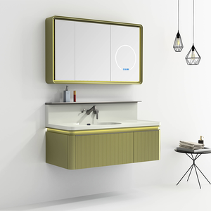 Panoon 23C Gabinete de baño de piedra moderna Escurridor de acero inoxidable Resistente al agua Cajones de cierre suave Espejo Home Bar Hospital - Product Image 3