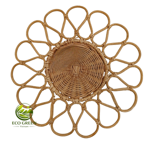 Luxury <b>Blue</b> Woven Rattan Placemat Flower Design <b>Table</b> <b>Mat</b> for Coastal Home Kitchen Dining Room Decoration - Product Image 2